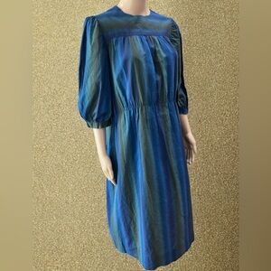 Handmade Vintage Prairie Sun Dress modesty Cottage Cotton ombre print-L/XL